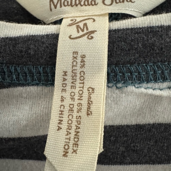 Matilda Jane Striped Gray and White Women's Top Size Medium - Picture 3 of 5